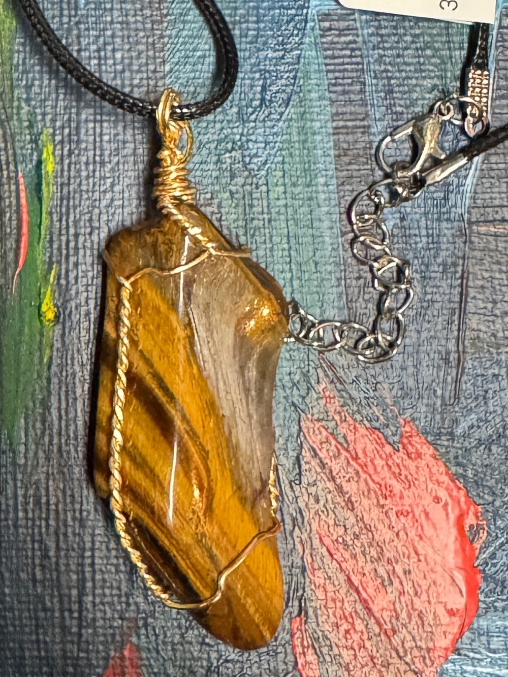 Handcrafted Gold-Wire Tiger's Eye Pendant Necklace - Women Jewelry
